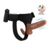 Arnés con dildo doble retráctil con vibración