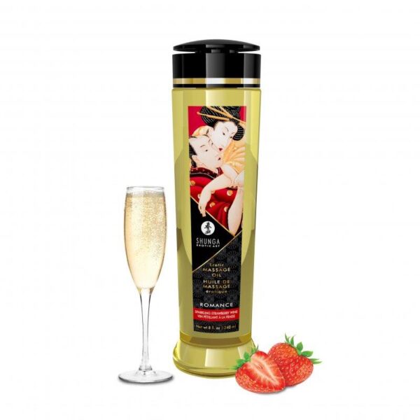 Romance. Aceite de masaje. Fresas con champán [240 ml]
