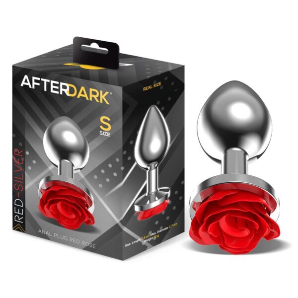 Plug anal de metal con rosa roja