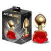 Plug anal dorado con rosa roja