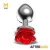 Plug anal de metal con rosa roja - Imagen 6