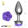 Plug anal de metal con rosa púrpura - Imagen 4