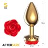 Plug anal dorado con rosa roja - Imagen 4