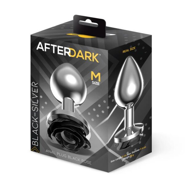Plug anal plateado con rosa negra - Imagen 8
