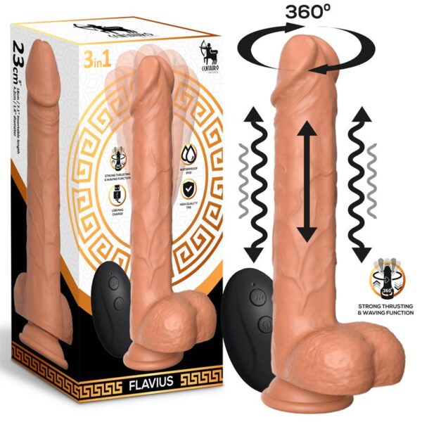Flavius. Dildo con vibración, thrusting y waving 360º [23 cm]
